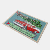 Klassieke Retro Classic Car Merry Kerstry Deurmat (Schuin)