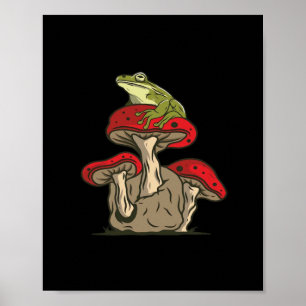 Klassieke Retro Cottagecore Kikker Paddenstoel Aan Poster