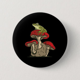 Klassieke Retro Cottagecore Kikker Paddenstoel Aan Ronde Button 5,7 Cm