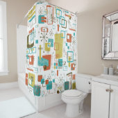 Klassieke retro douchegordijn (In situ)