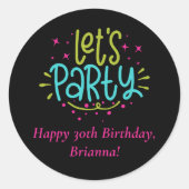 Klassieke Retro Eenvoudig Laten we Verjaardag vier Ronde Sticker (Voorkant)