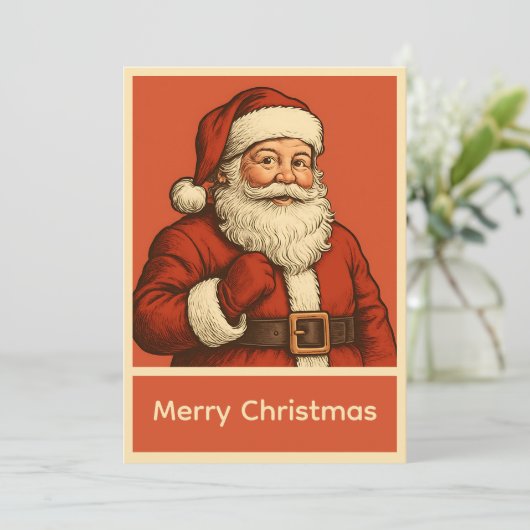 Klassieke Retro Eenvoudige Kerstman Feestdagenkaart (Staand voorkant)
