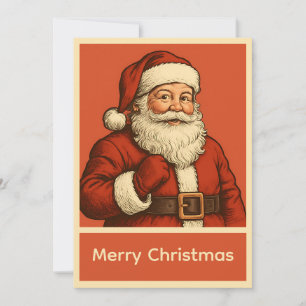 Klassieke Retro Eenvoudige Kerstman Feestdagenkaart