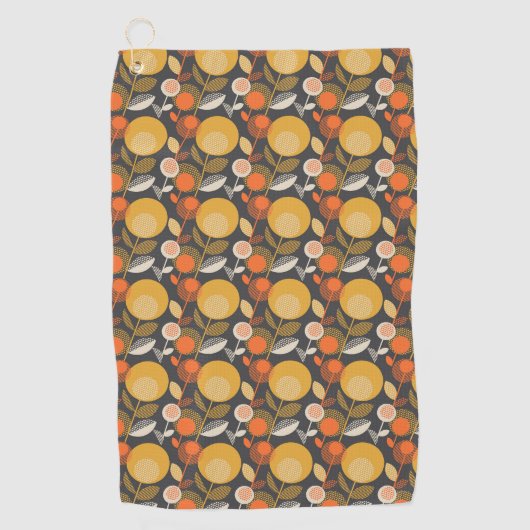 Klassieke Retro Floral Pattern Golfhanddoek (Voorkant)