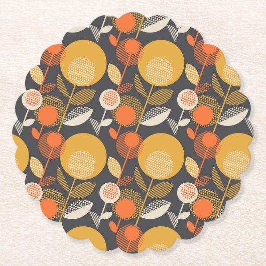Klassieke Retro Floral Pattern Kartonnen Onderzetters (Voorkant)