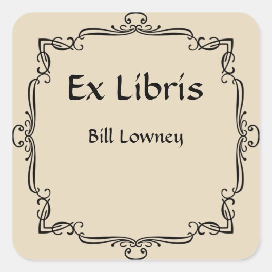 Klassieke Retro Franse Bookplate Vierkante Sticker (Voorkant)