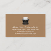 Klassieke Retro Freelance Writer Visitekaartje (Achterkant)