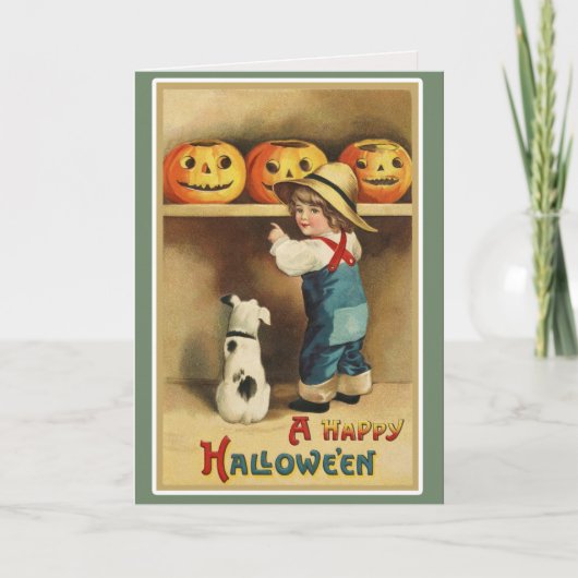Klassieke Retro Gelukkig Halloween Aangepast Feestdagen Kaart (Voorkant)