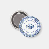 Klassieke Retro Gepersonaliseerde Monogram Blauw P Magneet (Voorkant / Achterkant)