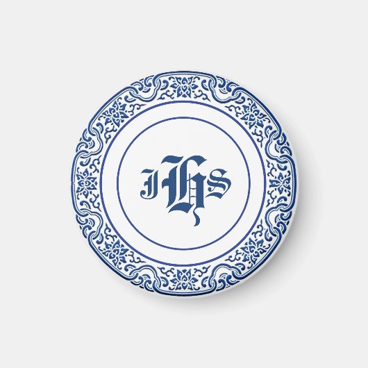 Klassieke Retro Gepersonaliseerde Monogram Blauw P Magneet (Voorkant)