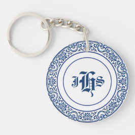 Klassieke Retro Gepersonaliseerde Monogram Blauw P Sleutelhanger