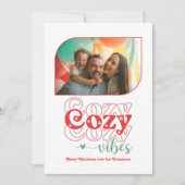 Klassieke Retro Gezellige Vibes Only Kerstfoto Feestdagenkaart (Voorkant)