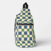 Klassieke retro gingham Schattige marineblauw Sage Sling Bag (Voorkant)