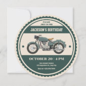 Klassieke  retro groene motorfietsverjaardag kaart (Voorkant)