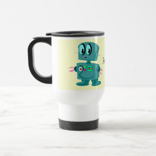 Klassieke retro groene robot reisbeker