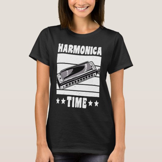 Klassieke Retro Harmonica Tijd 1 T-shirt (Voorkant)