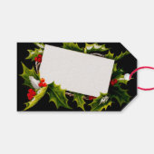 Klassieke Retro Hulstgroen Zwart Kerst Cadeaulabel (Voorkant (Horizontaal))