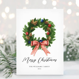Klassieke Retro Kerst Krans Non-Foto Feestdagenkaart