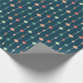 Klassieke Retro Kerst Ornamenten op Donkerblauw Cadeaupapier (Hoek)
