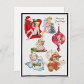 Klassieke Retro Kerst Seizoensgroeten Feestdagenkaart (Voorkant / Achterkant)