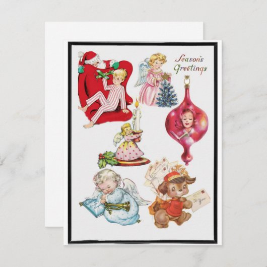 Klassieke Retro Kerst Seizoensgroeten Feestdagenkaart (Voorkant / Achterkant)