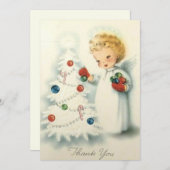 Klassieke Retro Kerstboom Engel Feestdagenkaart (Voorkant / Achterkant)