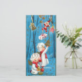 Klassieke Retro Kerstengelen Blijde Noel Feestdagenkaart (Staand voorkant)