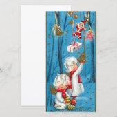 Klassieke Retro Kerstengelen Vrolijke Noel Feestdagenkaart (Voorkant / Achterkant)