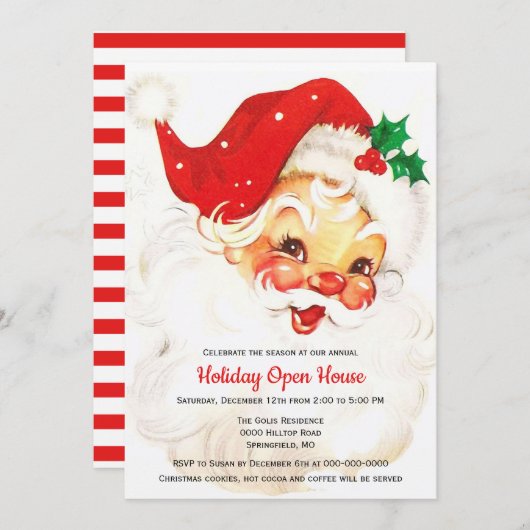 Klassieke Retro Kerstman Kerstmis  Kaart (Voorkant / Achterkant)