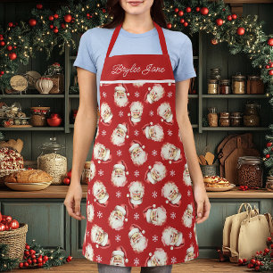 Klassieke Retro Kerstman Rood Gepersonaliseerd Schort