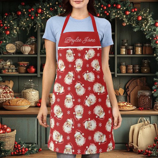 Klassieke Retro Kerstman Rood Gepersonaliseerd Schort