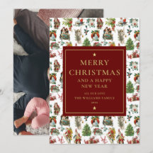 Klassieke Retro Kerstmis Bourgondië Gouden Foto