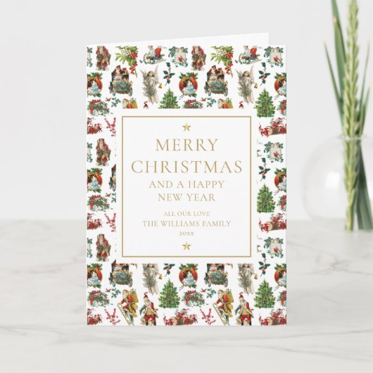 Klassieke Retro Kerstmis Feestdagen Kaart (Voorkant)