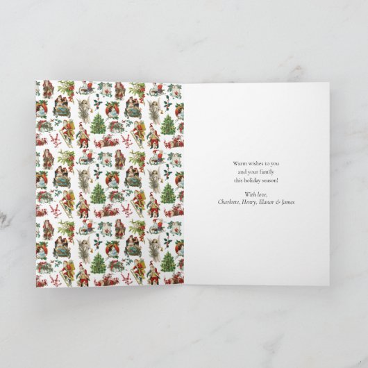 Klassieke Retro Kerstmis Feestdagen Kaart (Binnen)