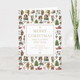 Klassieke Retro Kerstmis Feestdagen Kaart