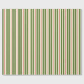 Klassieke Retro kerststrepen Olive Cream Red Cadeaupapier (Vlak)