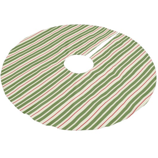 Klassieke Retro kerststrepen Olive Cream Red Kerstboom Rok (Gekanteld)