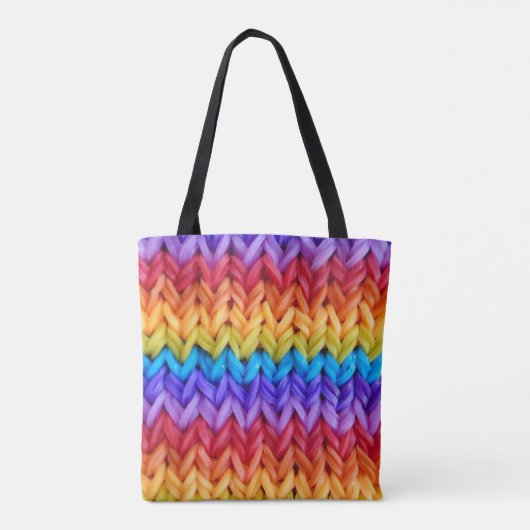 Klassieke Retro Knit Rainbow-Canvas tas (Achterkant)