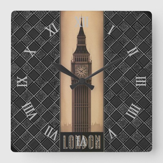 Klassieke Retro London Big Ben Designer Vierkante Klok (Voorkant)