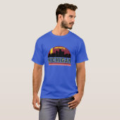 Klassieke Retro Michigan Skyline T-shirt (Voorkant volledig)