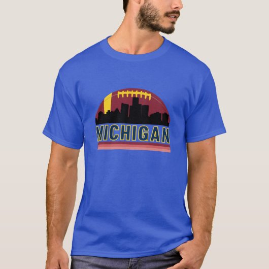 Klassieke Retro Michigan Skyline T-shirt (Voorkant)