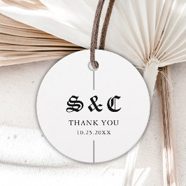 Klassieke Retro Minimalistische Trouwdag in Zwart  Bedankjes Labels
