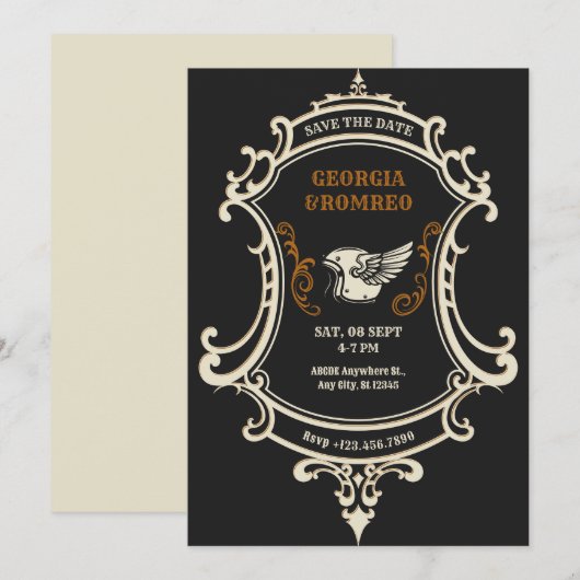 Klassieke  Retro Motorfiets bruiloft Save The Date (Voorkant / Achterkant)