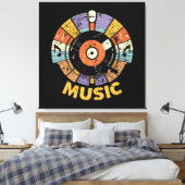 klassieke retro muziek canvas afdruk (Insitu (Slaapkamer))