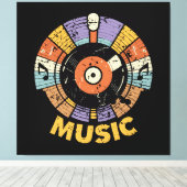klassieke retro muziek canvas afdruk (Insitu (Houten vloer))