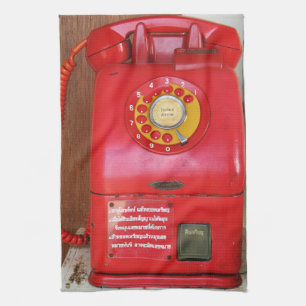 Klassieke Retro Oude Antiek Telefoon Theedoek
