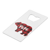 Klassieke retro papa beer rood zwart plaid creditkaart flessenopener (Achterkant Gekanteld)