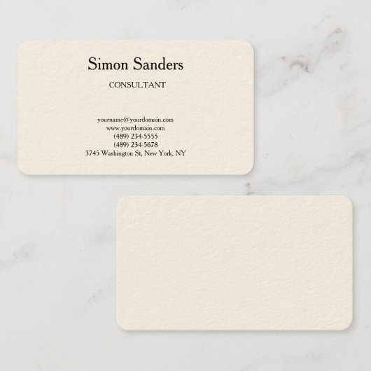 Klassieke Retro Plain Simple Minimalist Visitekaartje (Voorkant / Achterkant)