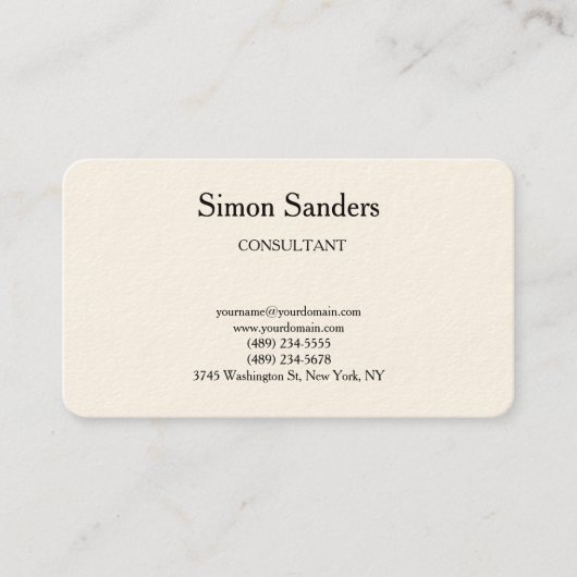 Klassieke Retro Plain Simple Minimalist Visitekaartje (Voorkant)