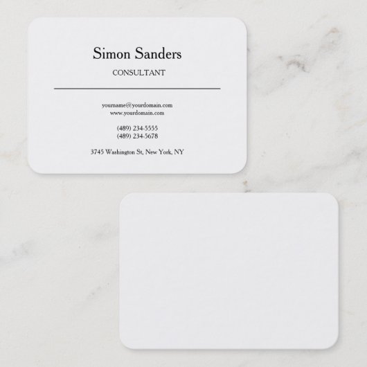 Klassieke Retro Plain Simple Minimalist White Visitekaartje (Voorkant / Achterkant)